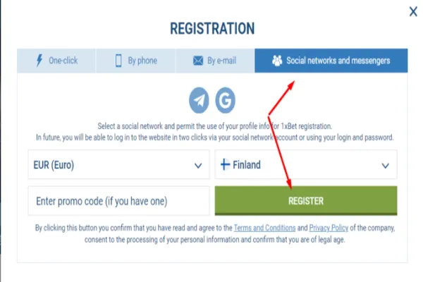 1xbet Cameroon Registration